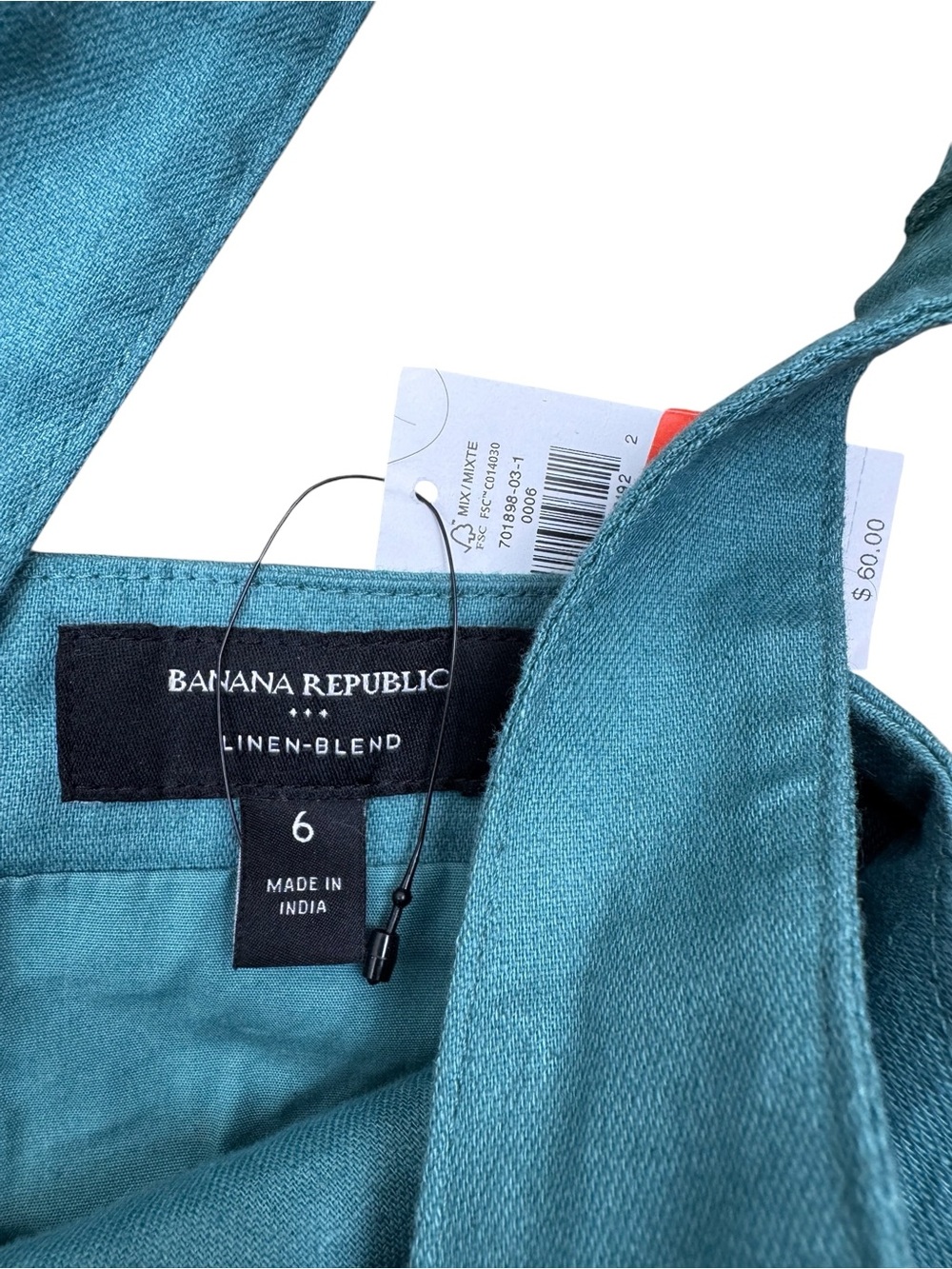 NWT Banana Republic Linen Blend Teal Crop Sleeveless Tank Top Size 6 Corset - Picture 5 of 5